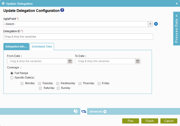 Update Delegation Configuration Scheduled Time tab