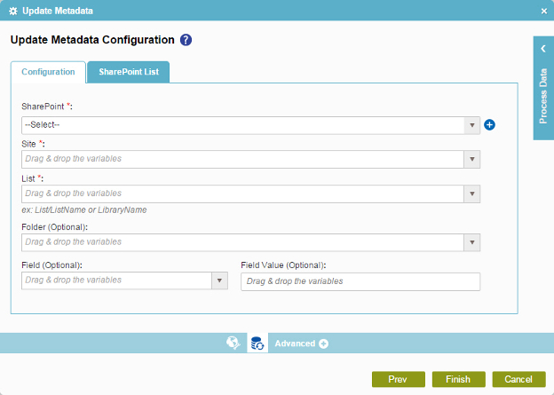 Update Metadata Configuration Configuration tab