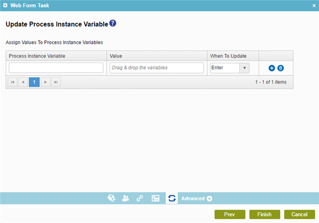 Update Process Instance Variable screen