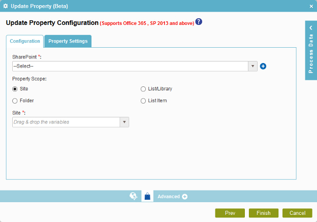 Update Property Configuration Configuration tab