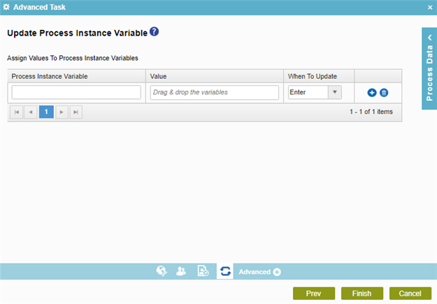 Update Process Instance Variable screen