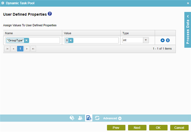 User Defined Properties screen