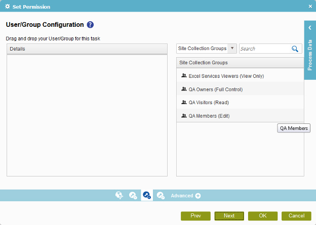 User or Group Configuration screen