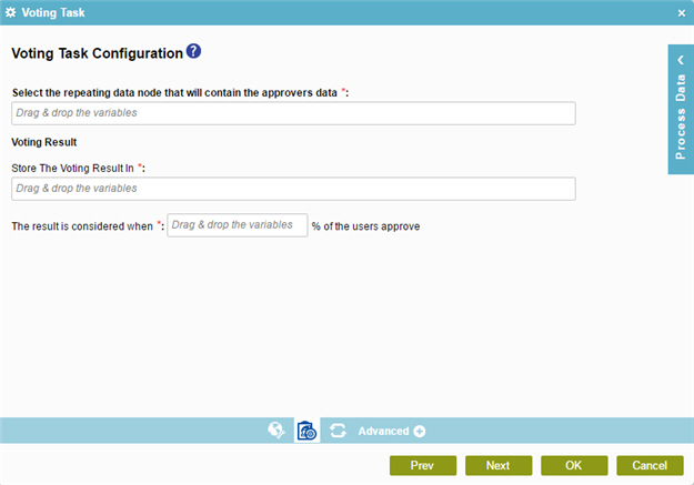 Voting Task Configuration screen