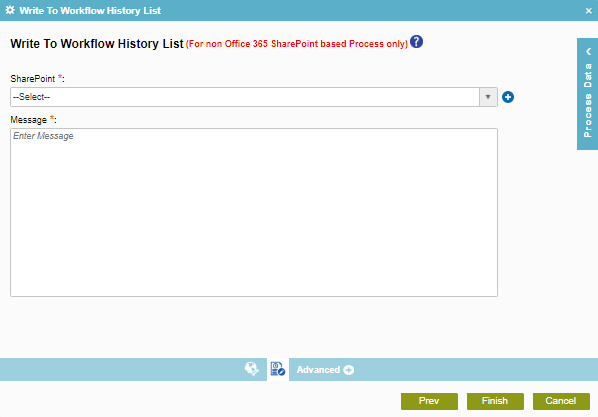 Write To Workflow History List screen