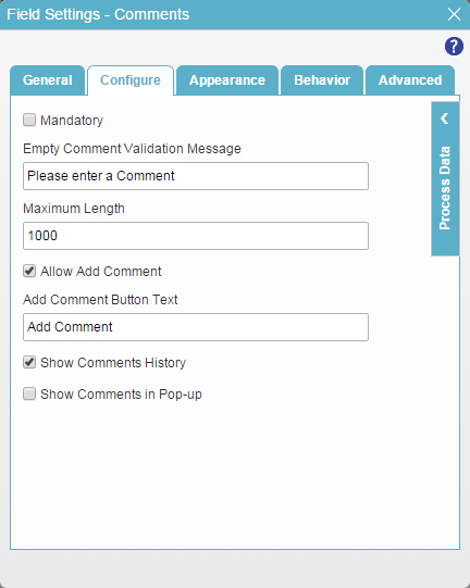 Configure tab