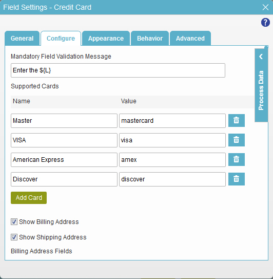 Configure tab