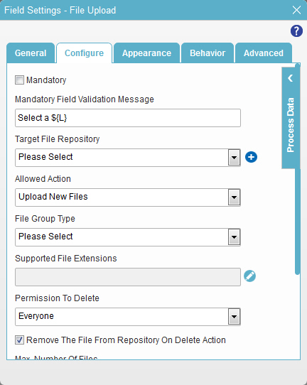 Configure tab