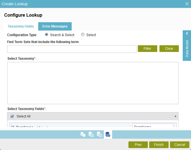 Taxonomy Fields tab