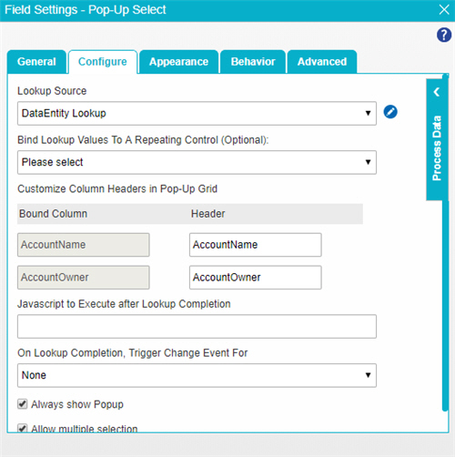 Configure tab