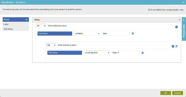 Display Rule Builder screen