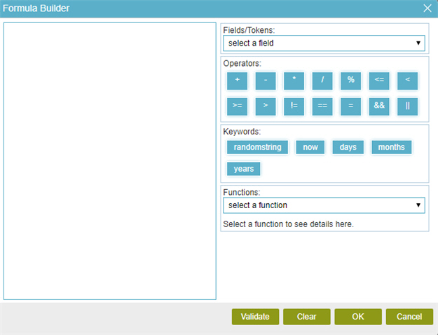 Formula Builder screen