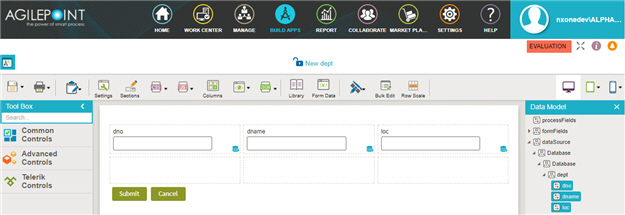 eForm Builder screen