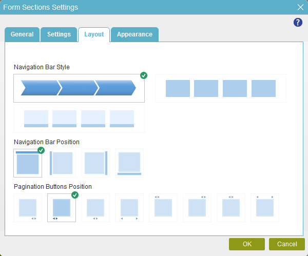 Form Sections Settings Layout tab