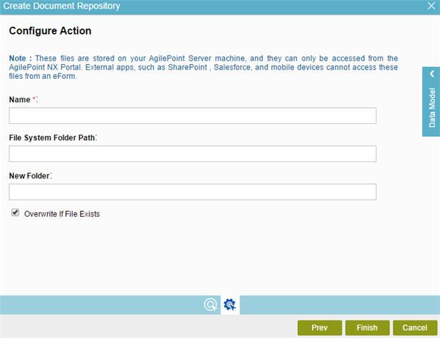 File System Create Document Repository screen