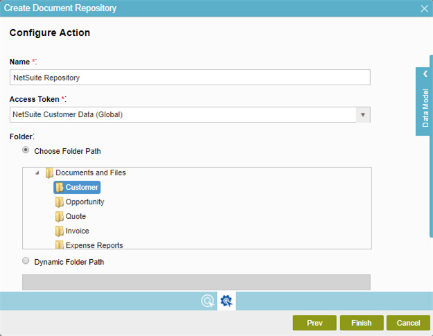 NetSuite Create Document Repository screen