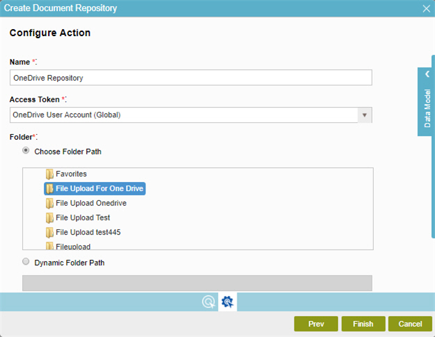 OneDrive Create Document Repository screen