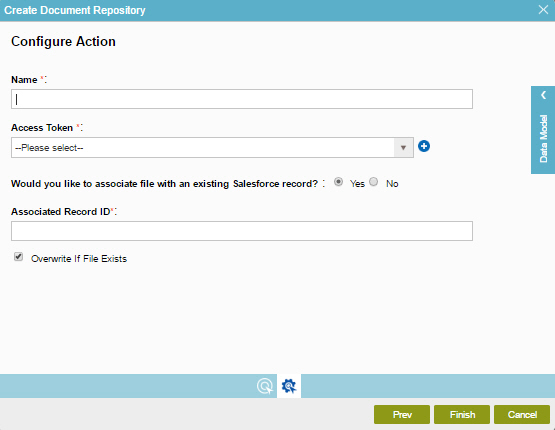 Salesforce Create Document Repository screen