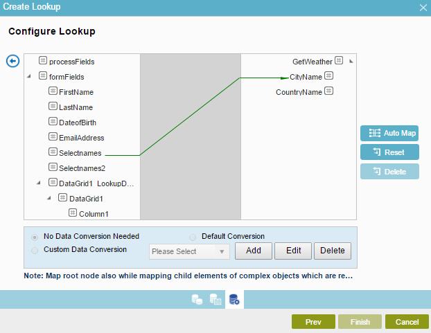 Schema Mapper screen