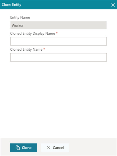 Clone Entity screen