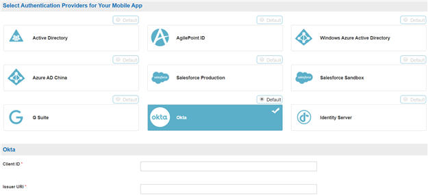 Okta Configuration screen