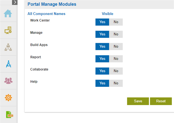 Portal Manage Modules screen