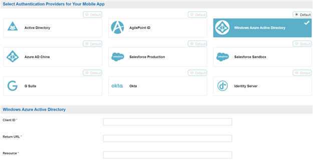 Windows Azure Active Directory Configuration screen