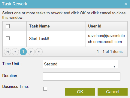 Task Rework screen