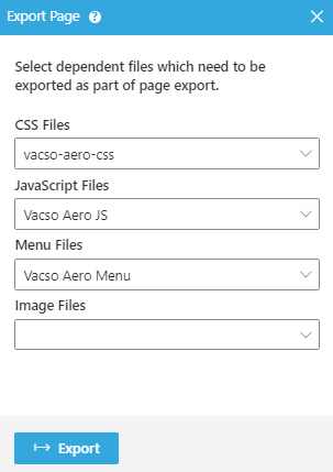 Export Page screen