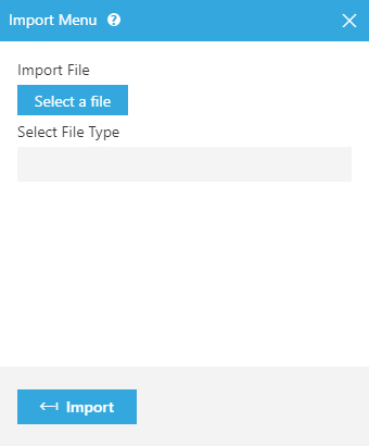Import Menu screen