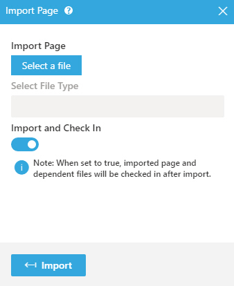 Import Page screen