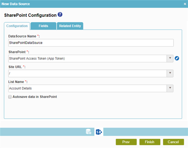 SharePoint Configuration Configuration tab