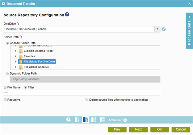 Sample file transfer repository configuration screen