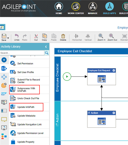 Process Activities for Infopath