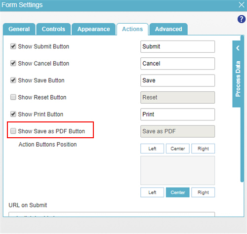 Form Settings screen