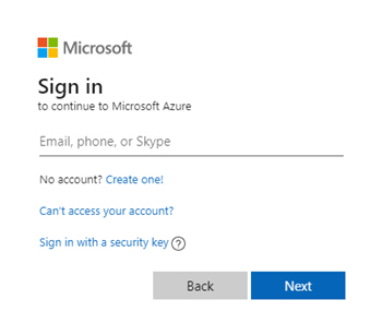 Microsoft Sign In screen