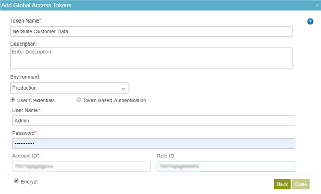 NetSuite Access Token Configuration screen