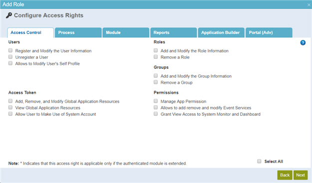 Configure Access Rights Access Control tab