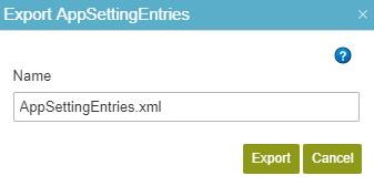 Export App Setting Entries screen