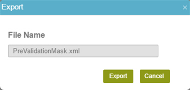 Export Validation Mask screen