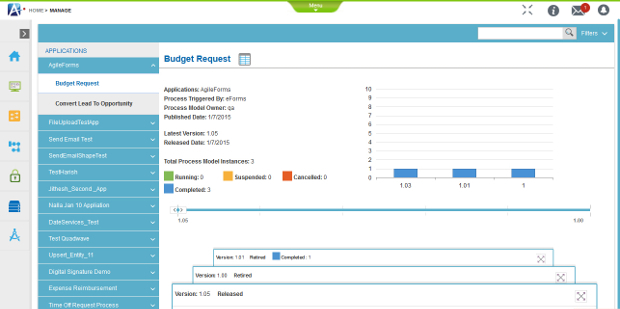 Application Management screen