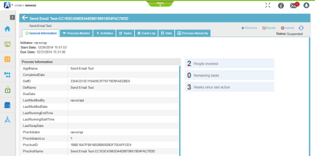 Process Detail General Information tab