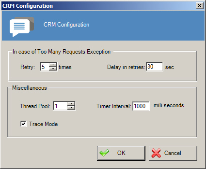 CRM Configuration screen