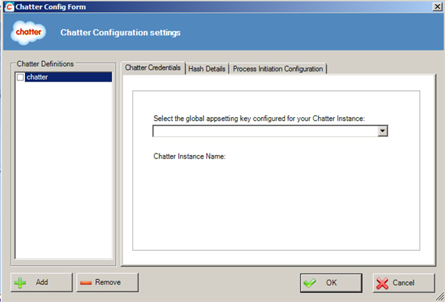 Chatter Configuration Settings Chatter Credentials tab