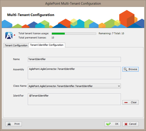 Tenant Identifier Configuration tab