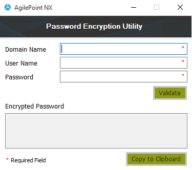 Password Encryption Utility screen