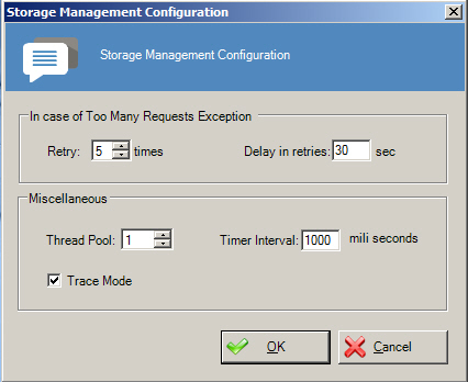 Storage Management Configuration screen
