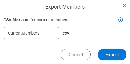 Permissions > Export Members screen
