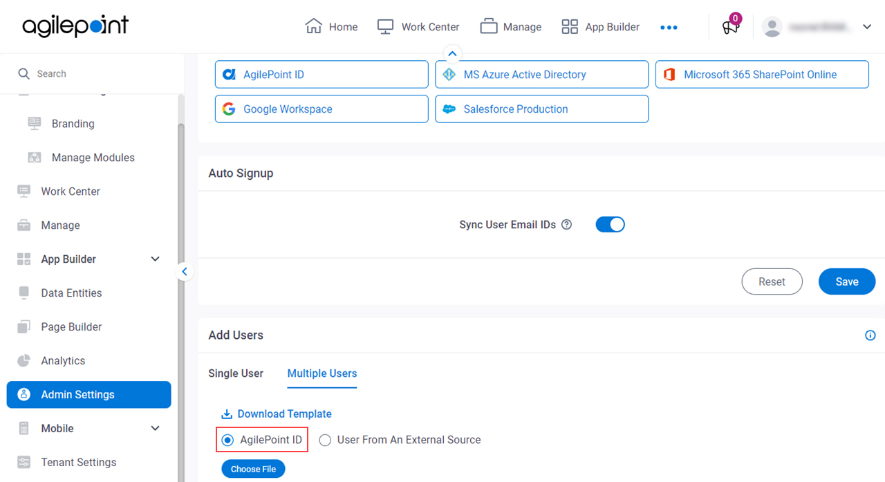 Select Authentication Type