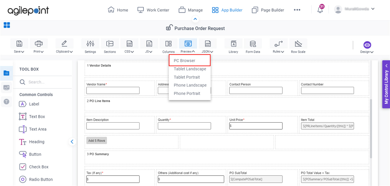Purchase Order Request Form